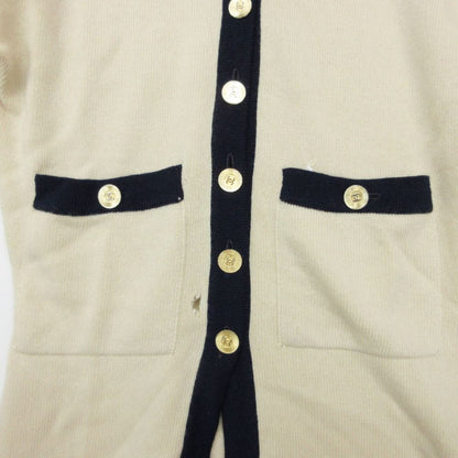 Chanel Cardigan 100% Pure Cashmere Bicolor Long Knit Neck Gold Button CC Logo — view 4
