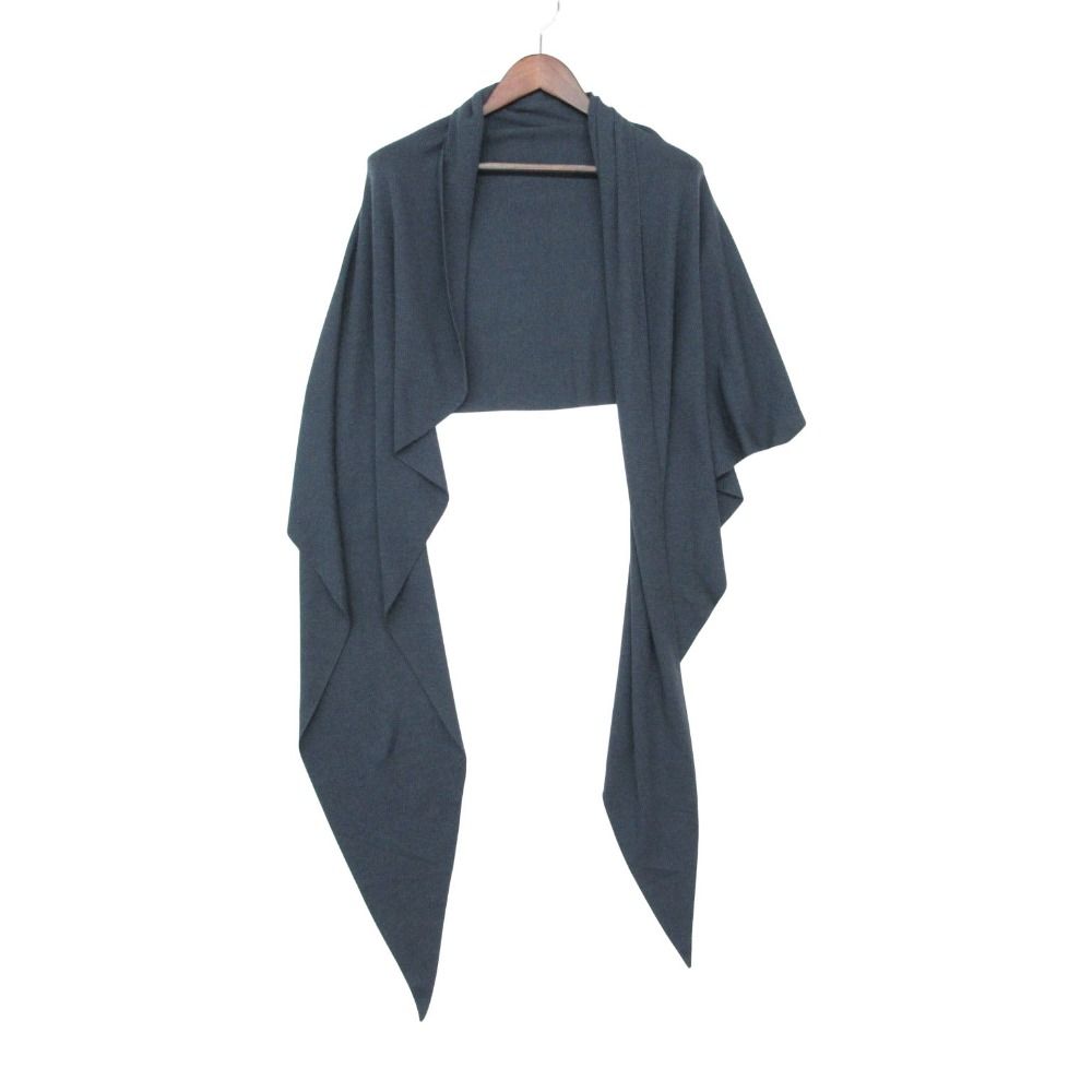 Hermes Shawl Cashmere Silk Scarf Logo Blue