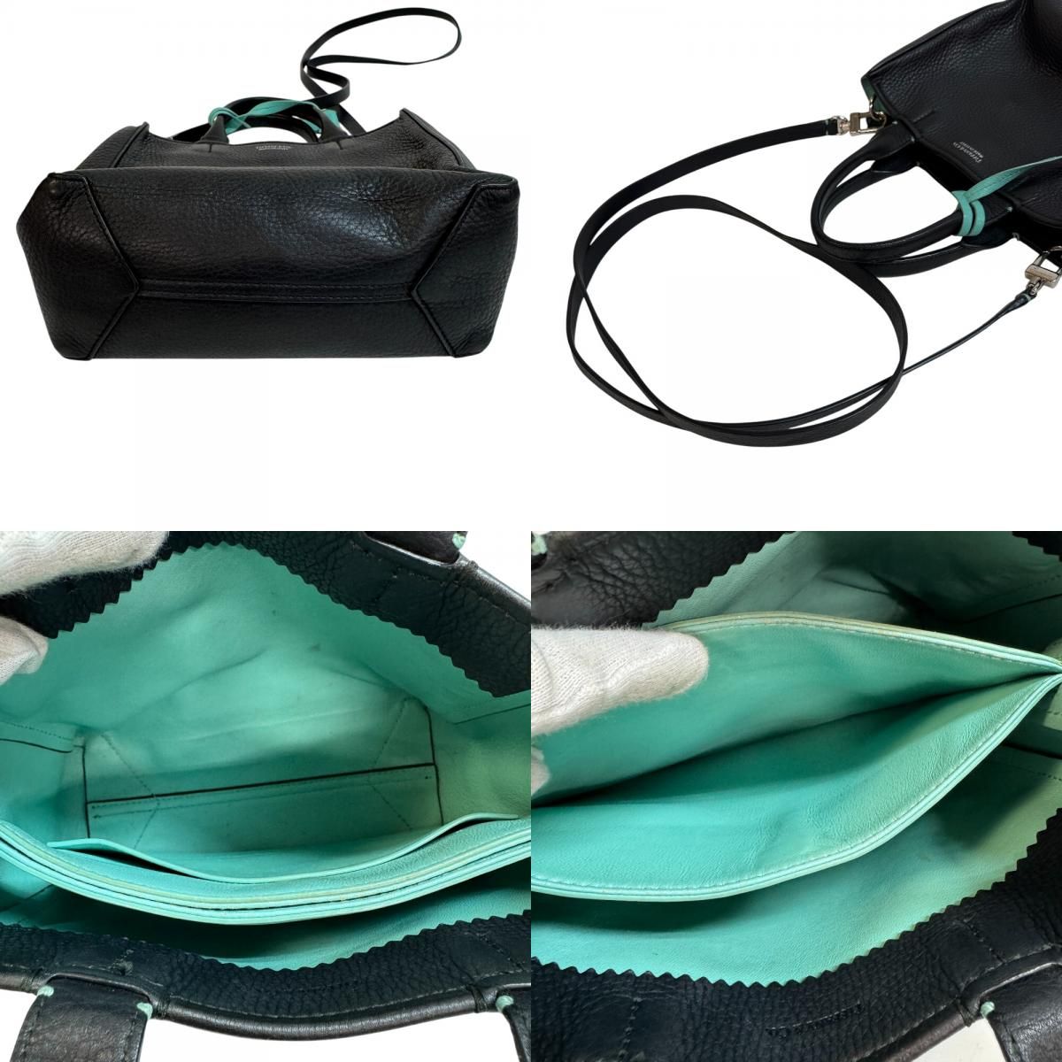 Tiffany & Co 2-Way Mini Tote Micro Leather Shoulder Bag Black — view 7