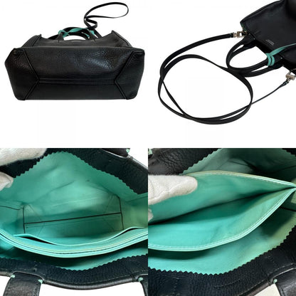 Tiffany & Co 2-Way Mini Tote Micro Leather Shoulder Bag Black — view 7
