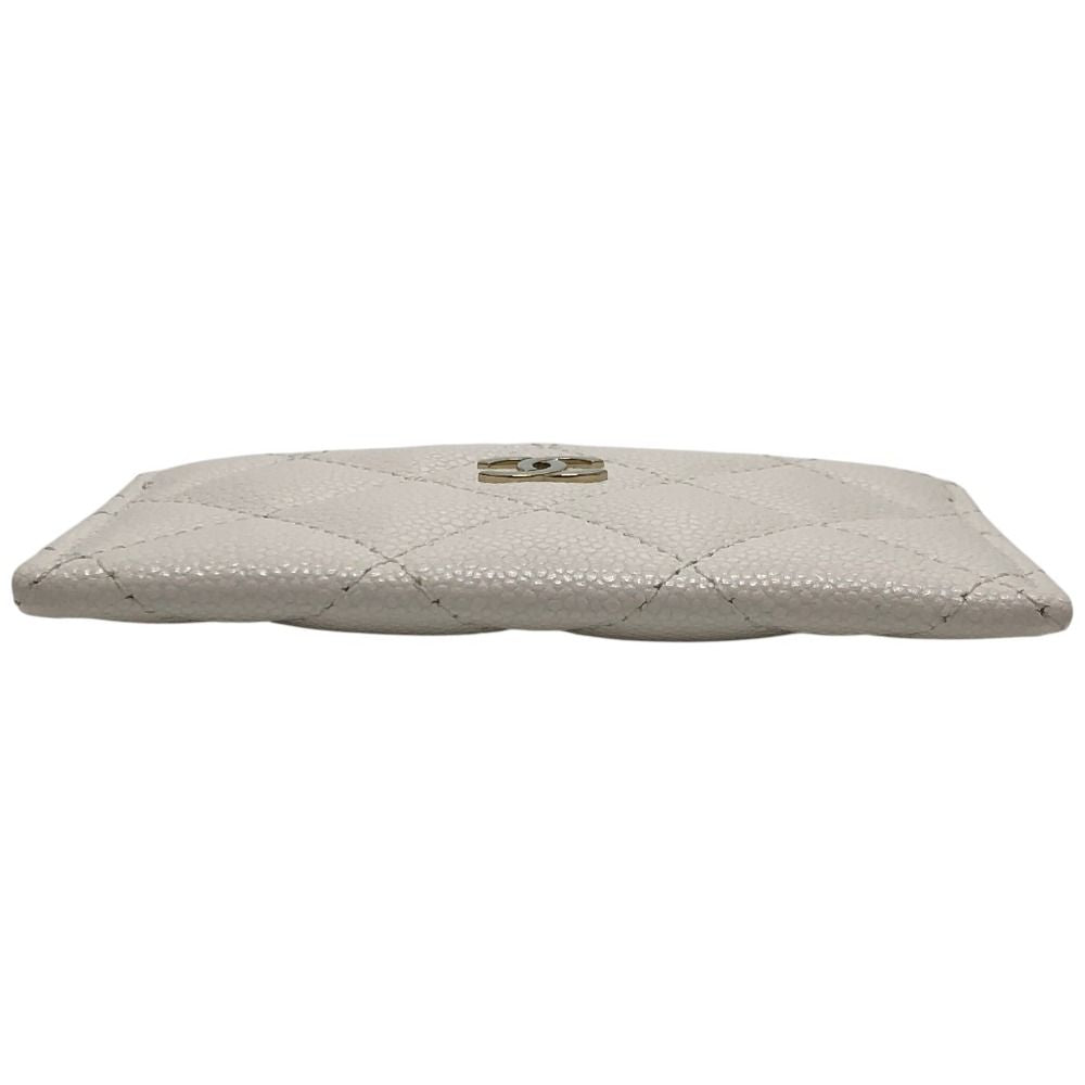 Chanel Card Case CC Logo Classic Caviar Leather White — view 5