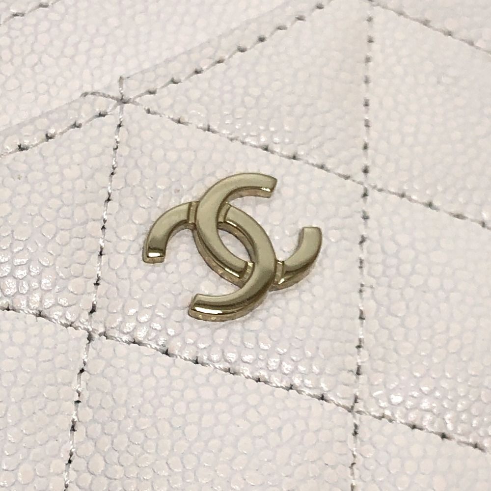 Chanel Card Case CC Logo Classic Caviar Leather White — view 7