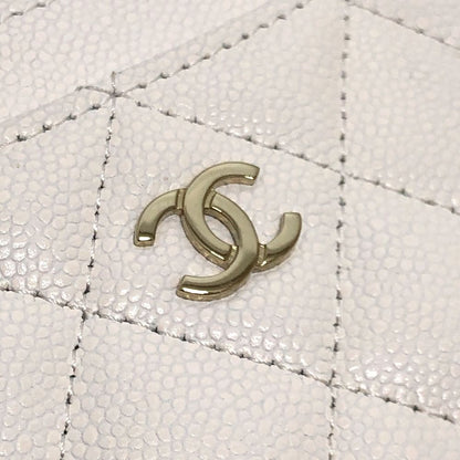 Chanel Card Case CC Logo Classic Caviar Leather White — view 7
