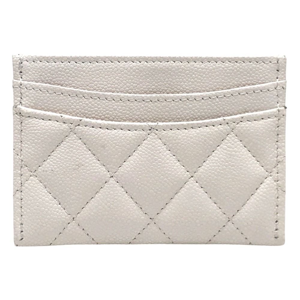 Chanel Card Case CC Logo Classic Caviar Leather White — view 2