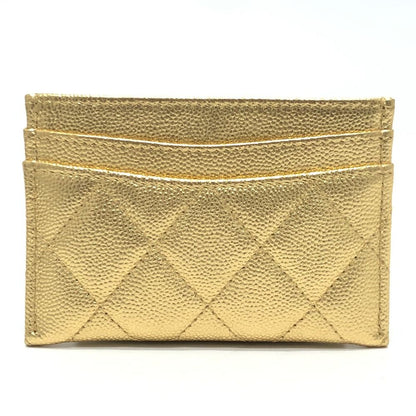 Chanel Card Case CC Logo Classic Caviar Leather Gold — view 2