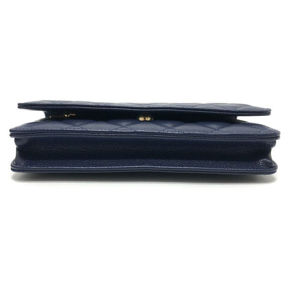 Chanel Shoulder Bag CC Logo Classic Caviar Leather Blue — view 5
