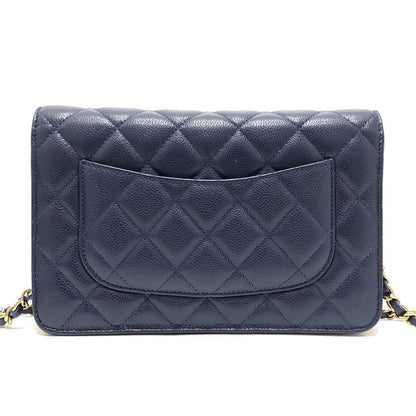 Chanel Shoulder Bag CC Logo Classic Caviar Leather Blue — view 2