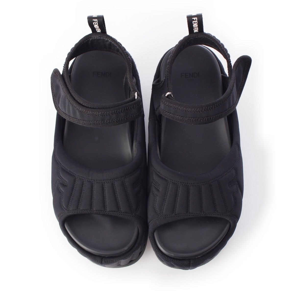 Fendi Fabric Logo Platform Sandals Black — view 2