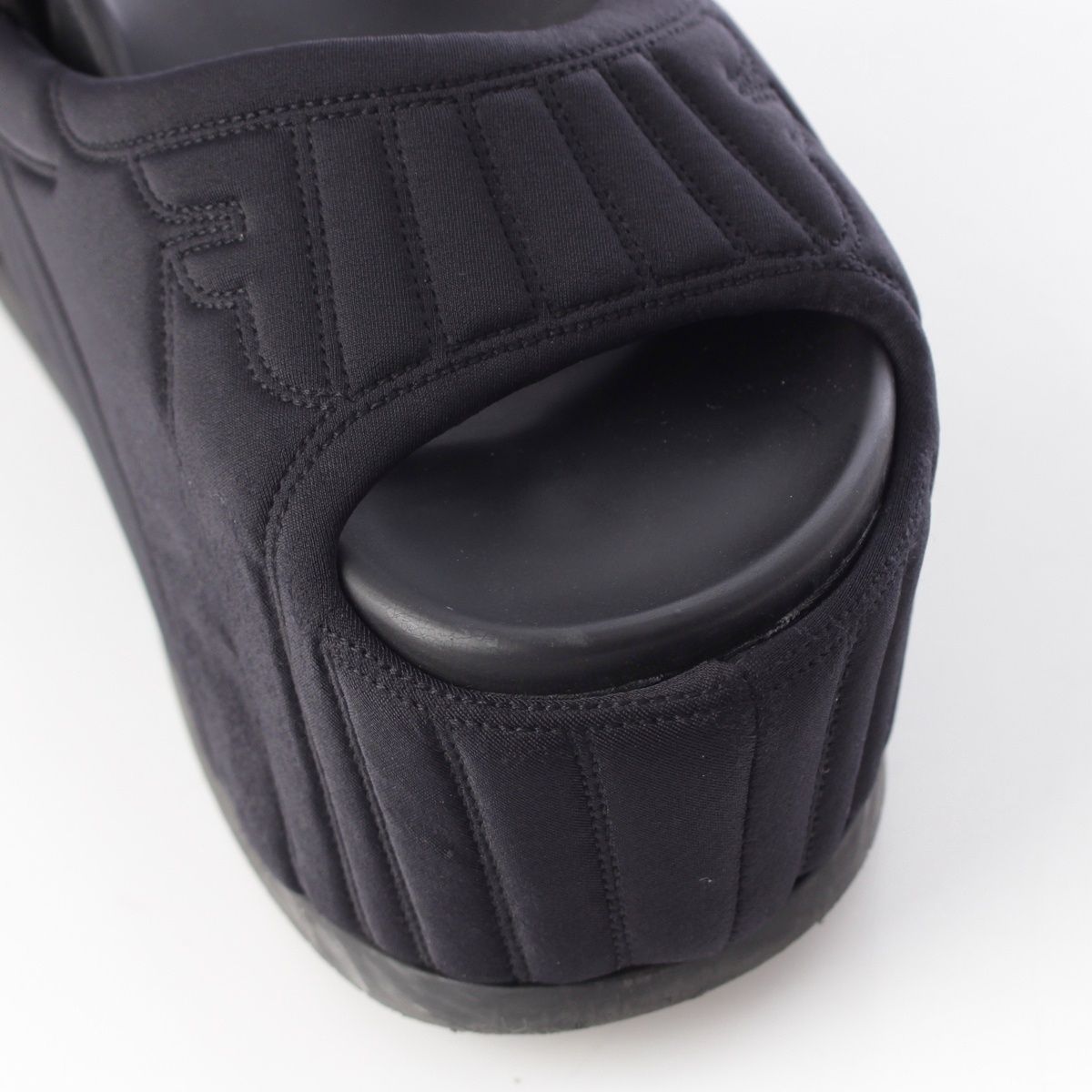 Fendi Fabric Logo Platform Sandals Black — view 6