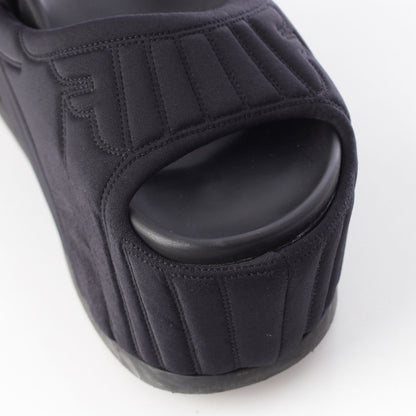 Fendi Fabric Logo Platform Sandals Black — view 6