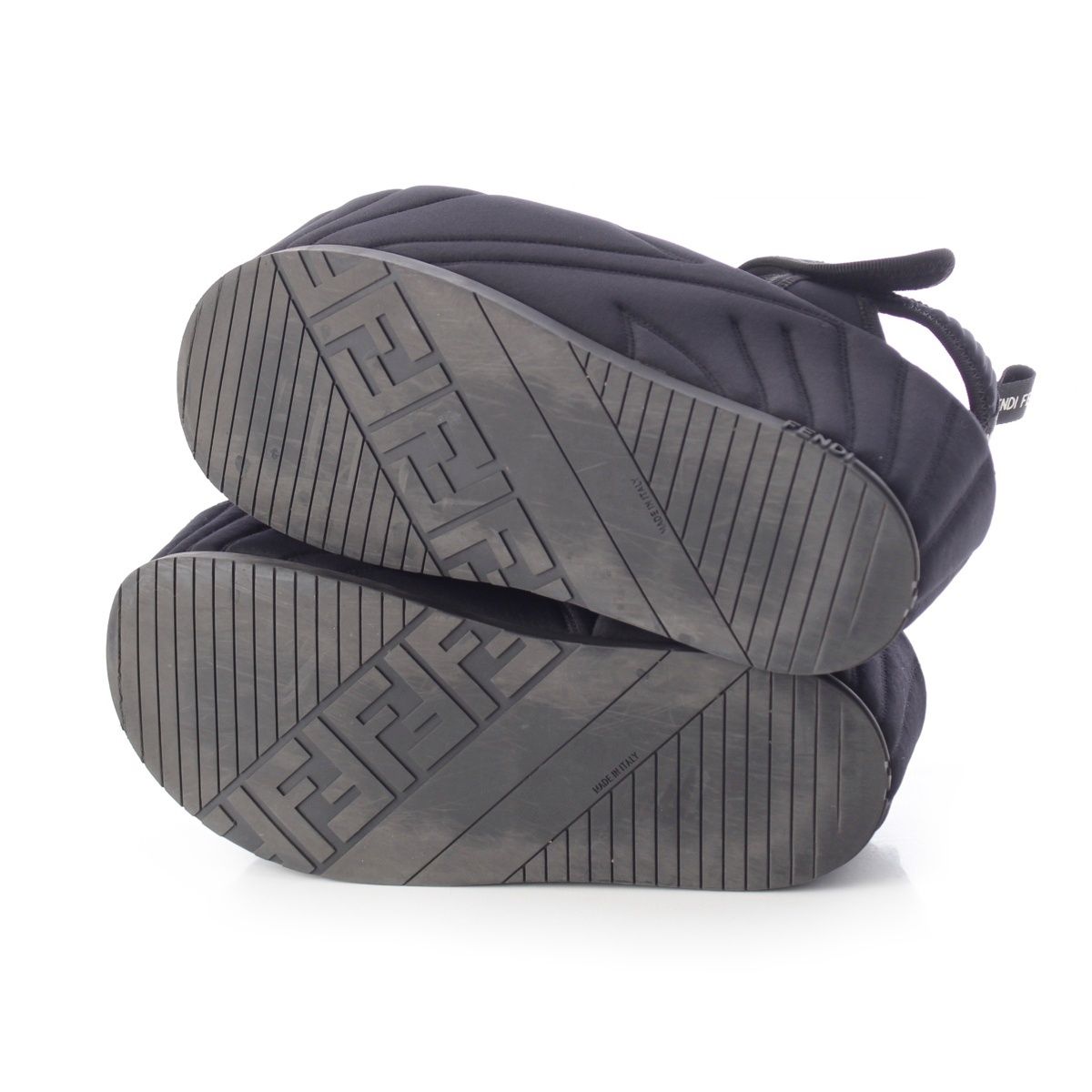 Fendi Fabric Logo Platform Sandals Black — view 5