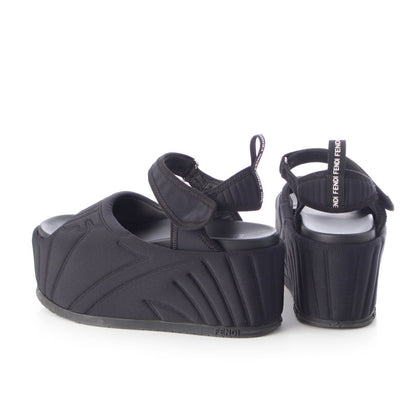 Fendi Fabric Logo Platform Sandals Black — view 4