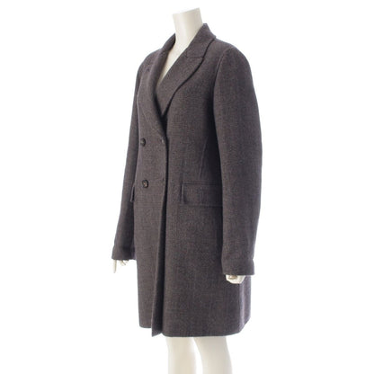 Loro Piana Cashmere Virgin Wool Cheviot Check Double Coat Greige 44 — view 2