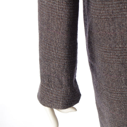 Loro Piana Cashmere Virgin Wool Cheviot Check Double Coat Greige 44 — view 6