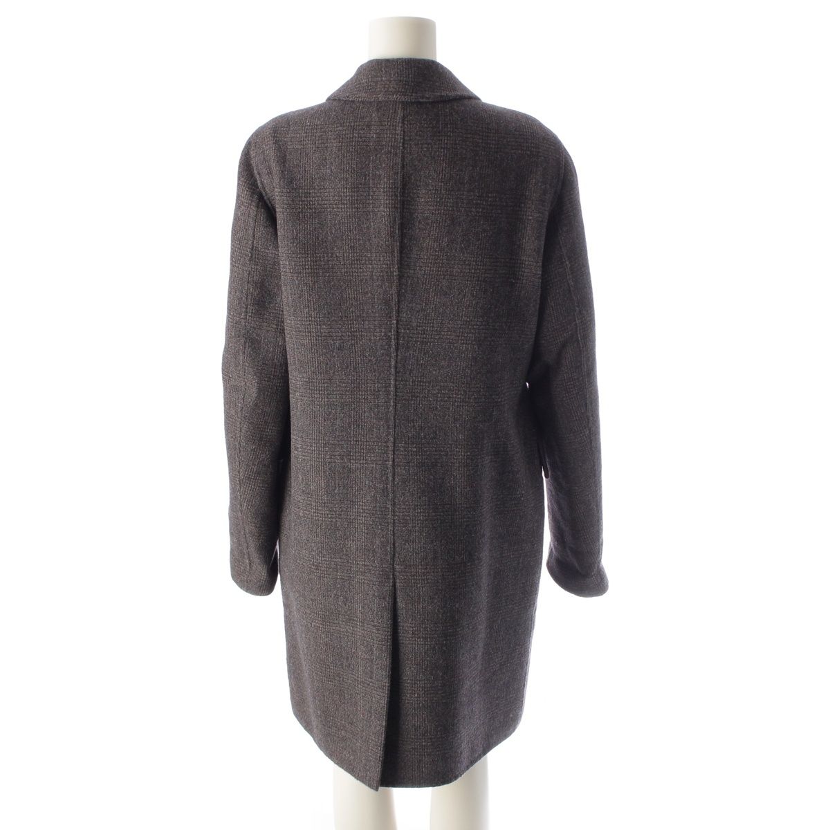 Loro Piana Cashmere Virgin Wool Cheviot Check Double Coat Greige 44 — view 4