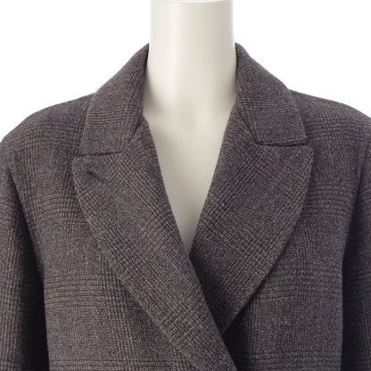 Loro Piana Cashmere Virgin Wool Cheviot Check Double Coat Greige 44 — view 5
