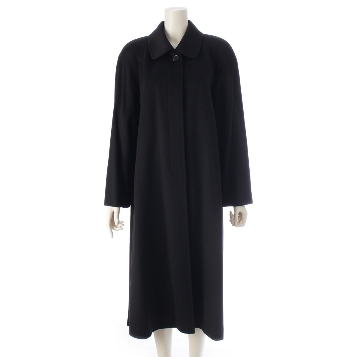 Loro Piana Cashmere Long Soutien Collar Coat Black 40