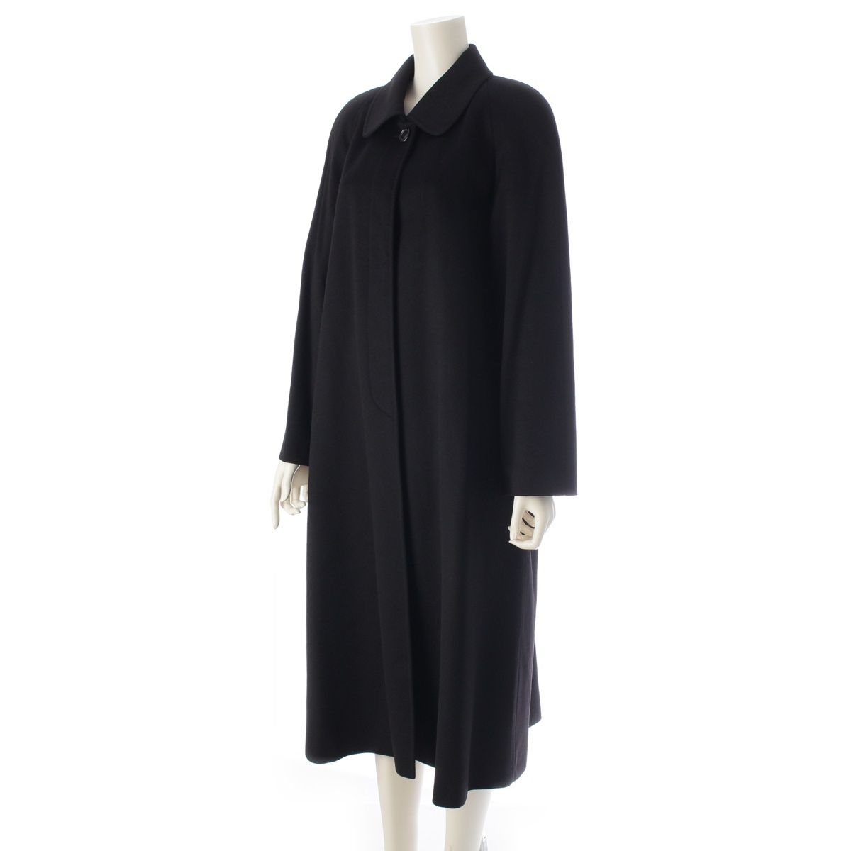 Loro Piana Cashmere Long Soutien Collar Coat Black 40 — view 2