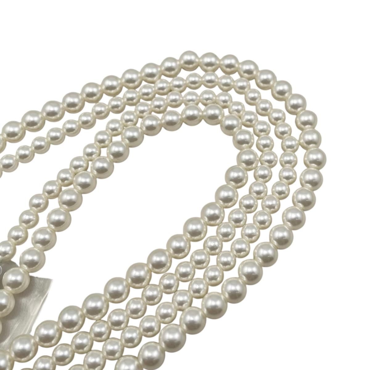 Celine Necklace Pearl Logo White Silver — view 7