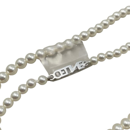 Celine Necklace Pearl Logo White Silver — view 5