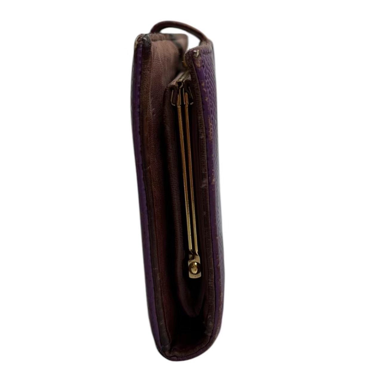 Chanel CC Logo Purple Gold Caviar Leather Wallet Kiss Lock — view 5