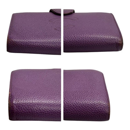 Chanel CC Logo Purple Gold Caviar Leather Wallet Kiss Lock — view 7