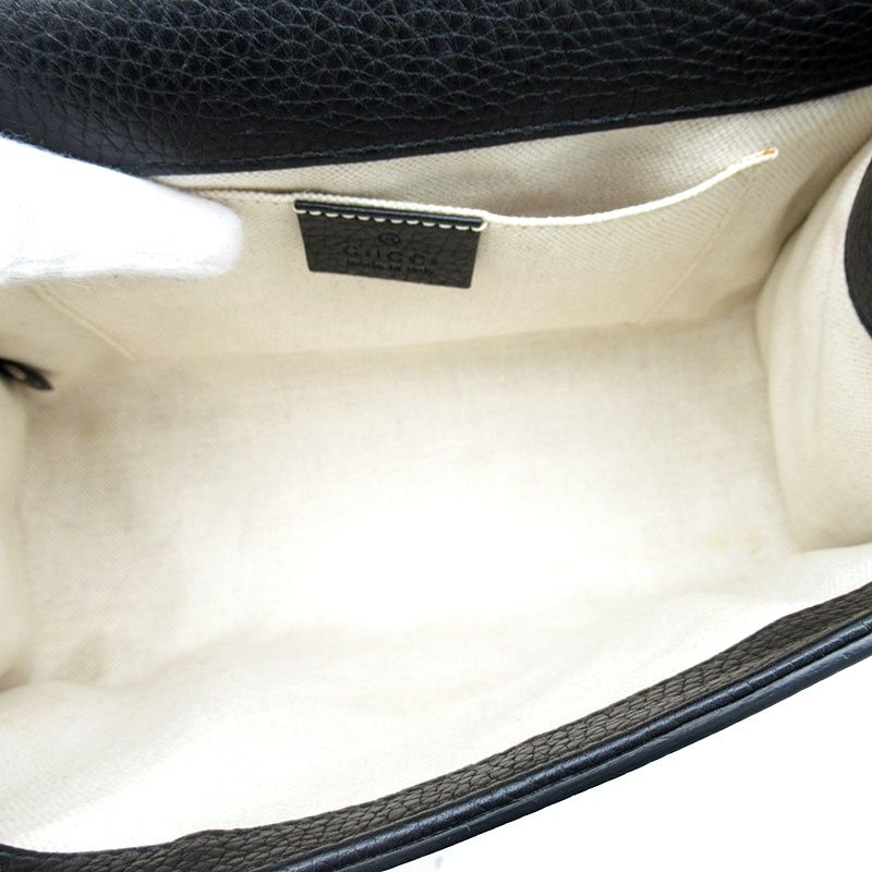 Gucci GG Marmont Top Handle Leather Shoulder Bag Black — view 7