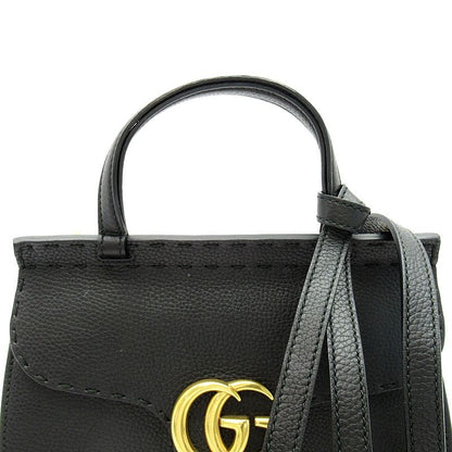 Gucci GG Marmont Top Handle Leather Shoulder Bag Black — view 2