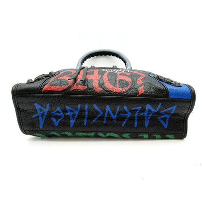 Balenciaga Classic City Graffiti Leather Handbag Black — view 6