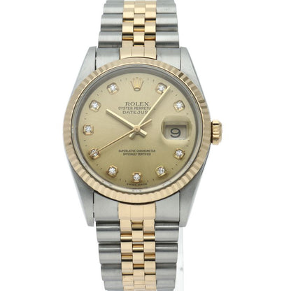 Rolex Datejust Watch Diamond 18K Yellow Gold SS Champagne Color — view 2