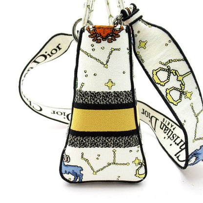 Dior Lady Dior D-Lite Lucky Motif Canvas Tote Bag White Multi — view 5