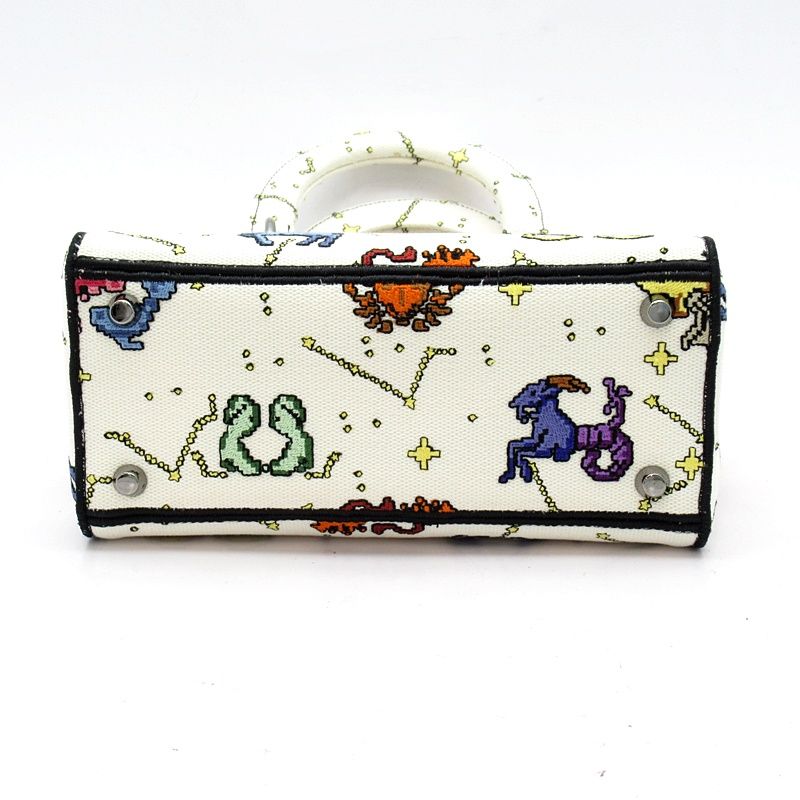 Dior Lady Dior D-Lite Lucky Motif Canvas Tote Bag White Multi — view 6