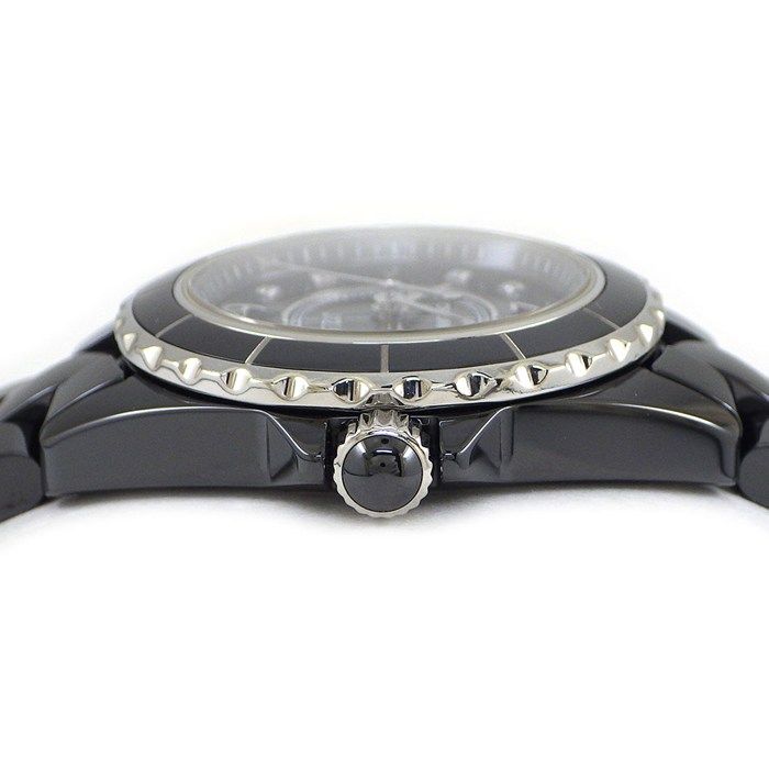 Chanel J12 Watch 8 Points Diamond Index Black Dial Ceramic SS Quartz Analog — view 2