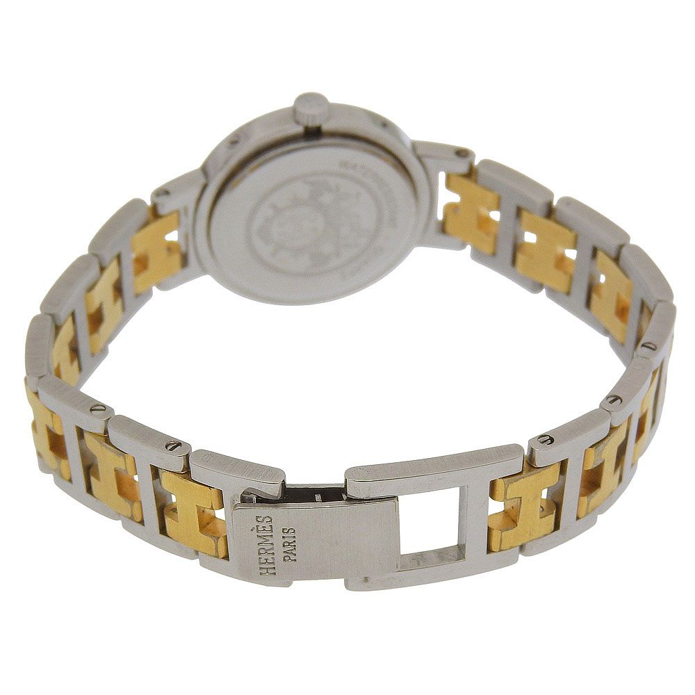 Hermes Clipper Stainless Steel Gold Plated Quartz Analog Display White Dial — view 5