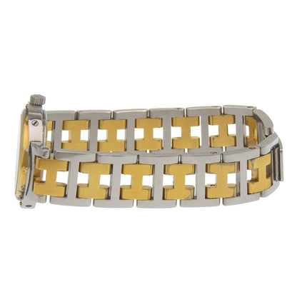 Hermes Clipper Stainless Steel Gold Plated Quartz Analog Display White Dial — view 4