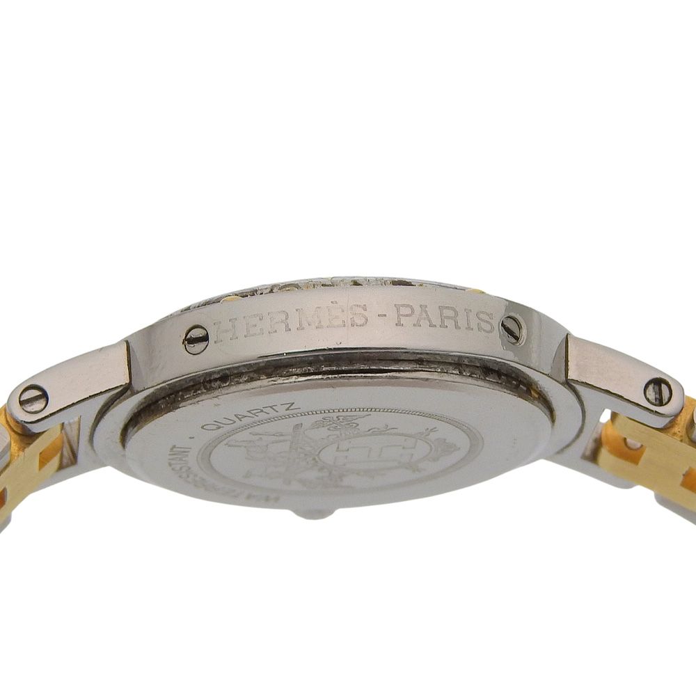 Hermes Clipper Stainless Steel Gold Plated Quartz Analog Display White Dial — view 6