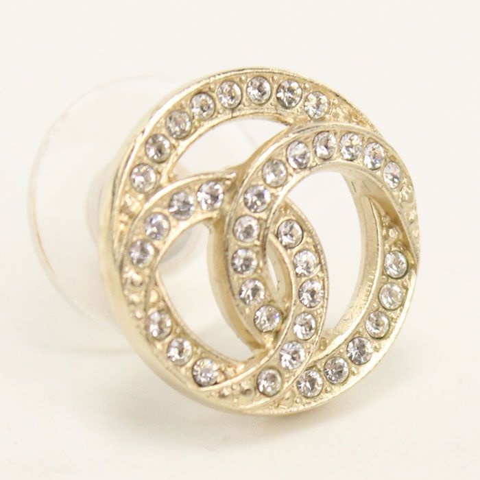 Chanel Rhinestone Single Earring Metal — view 2