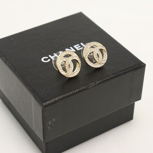 Chanel Rhinestone Single Earring Metal