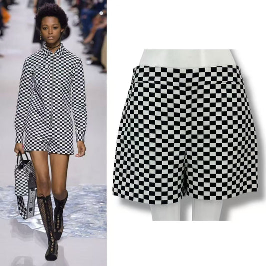 Dior Shorts Checkered Pattern Black White