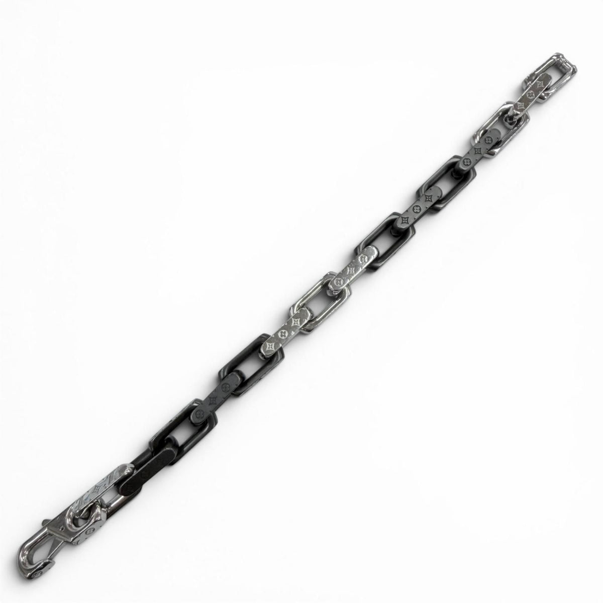 Louis Vuitton Bracelet Monogram Chain Wrist Circumference 19 Silver Black — view 4