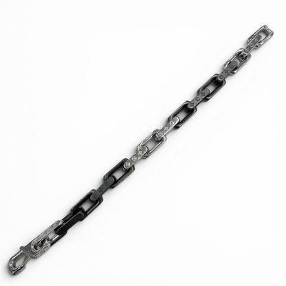 Louis Vuitton Bracelet Monogram Chain Wrist Circumference 19 Silver Black — view 4