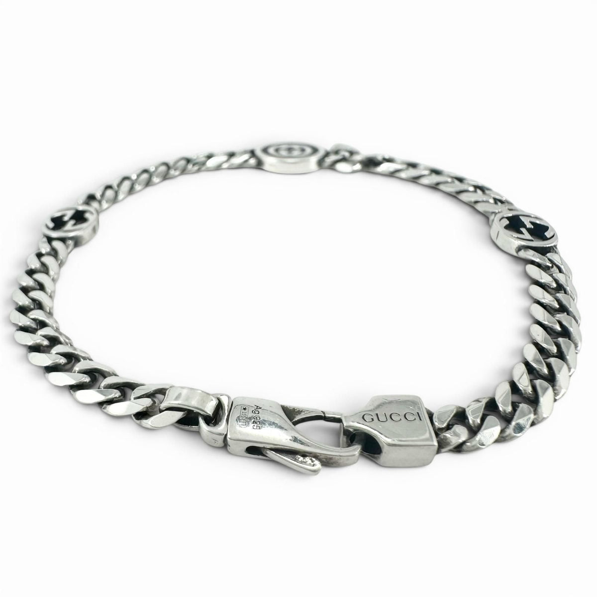 Gucci Interlocking G Chain Bracelet Silver 17 — view 4