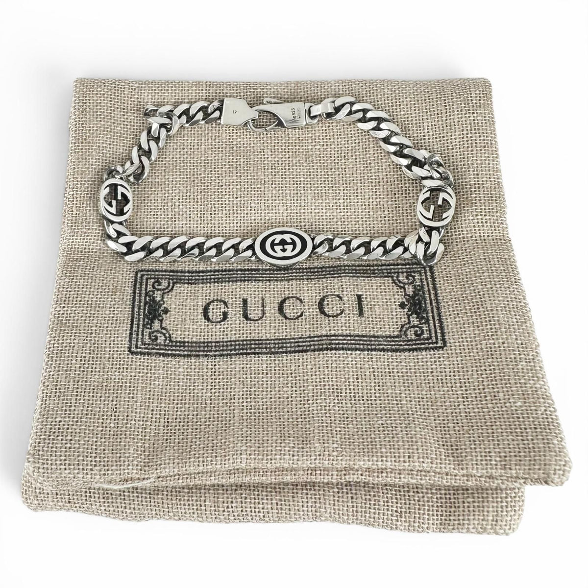 Gucci Interlocking G Chain Bracelet Silver 17 — view 2