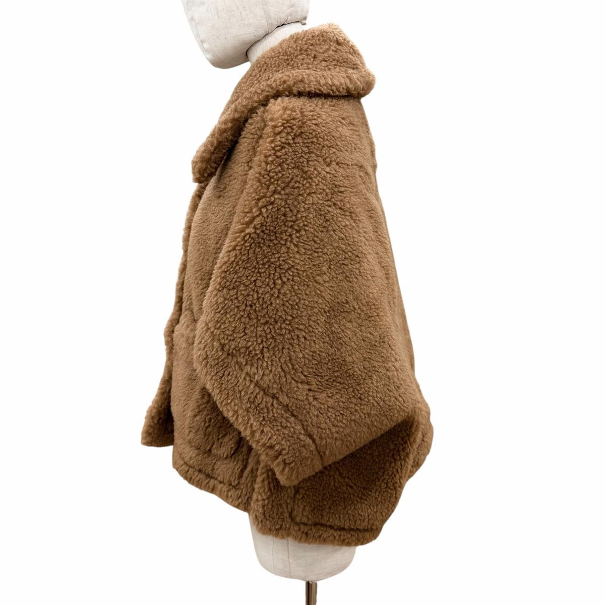 Max Mara Teddy Bear Camel Silk Fleece Cape Poncho Coat Brown SM — view 2