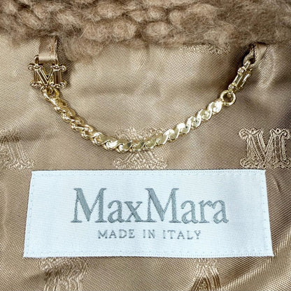Max Mara Teddy Bear Camel Silk Fleece Cape Poncho Coat Brown SM — view 7