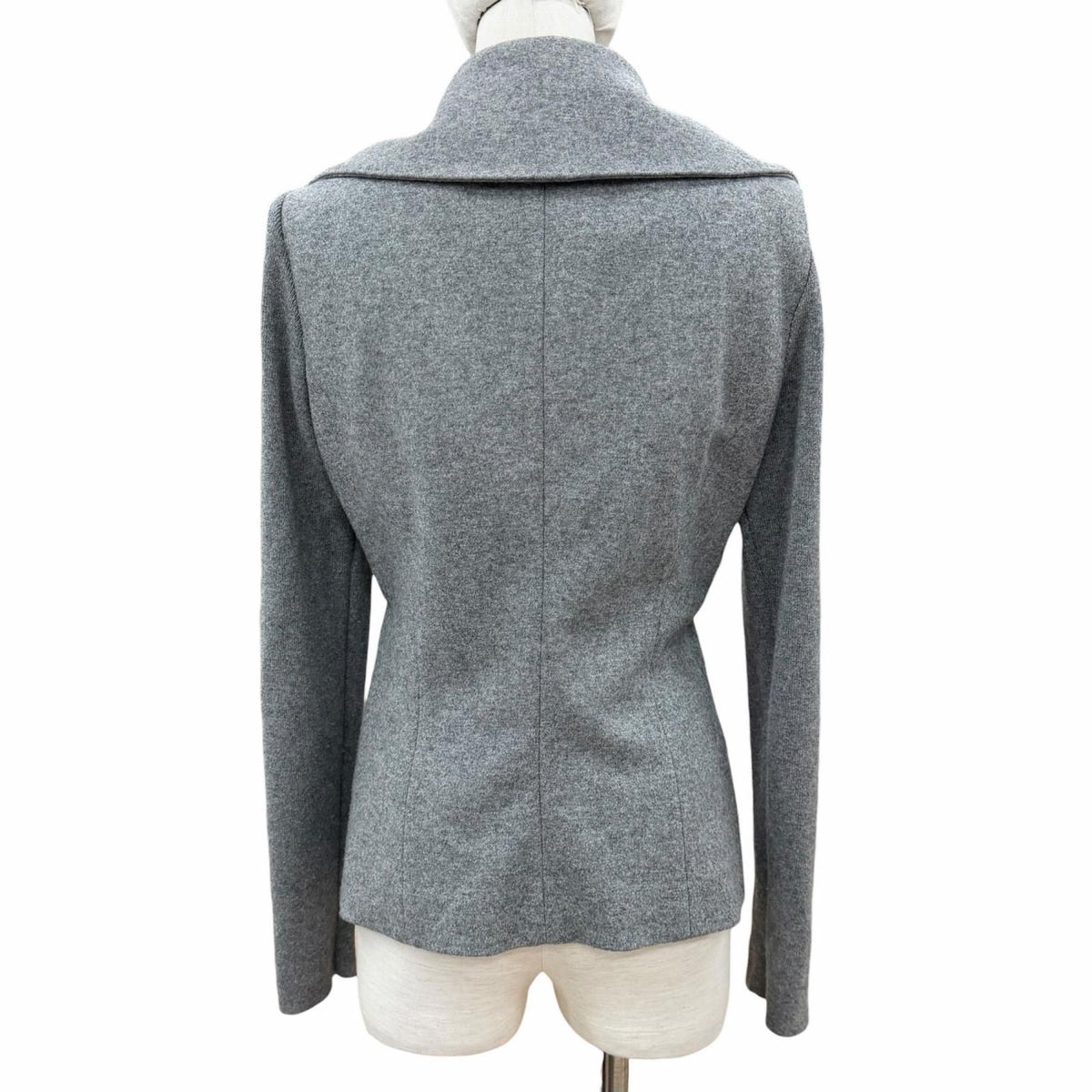 Brunello Cucinelli Wool Cashmere Knit Contrast Belt Jacket Gray 46 — view 3