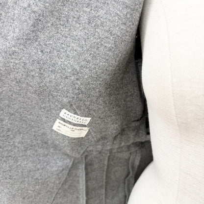 Brunello Cucinelli Wool Cashmere Knit Contrast Belt Jacket Gray 46 — view 5