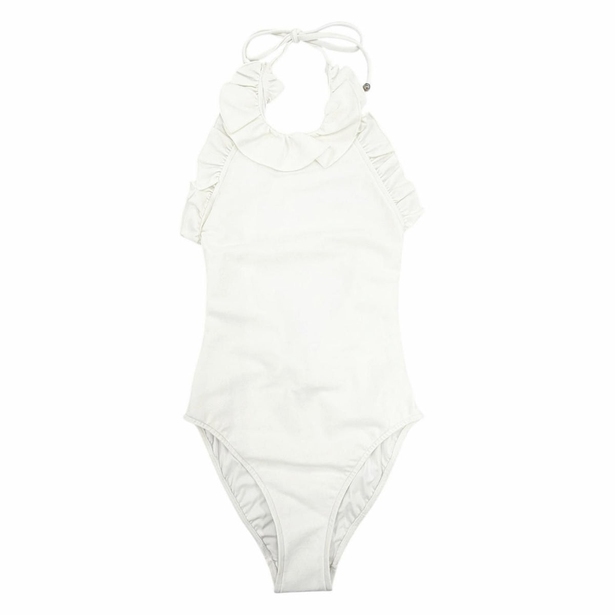Chanel CC Logo All Over Pattern Swimwear Swimsuit Dress White 34