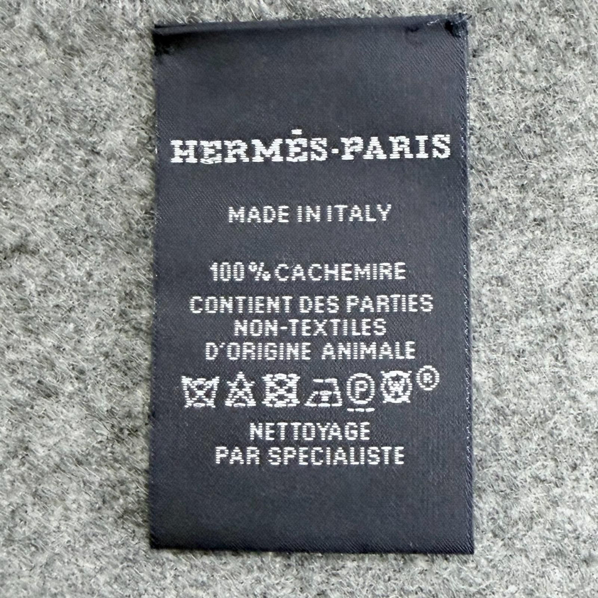 Hermes Velki Love Cashmere Logo Leather Patch Large Shawl Scarf Gray — view 7