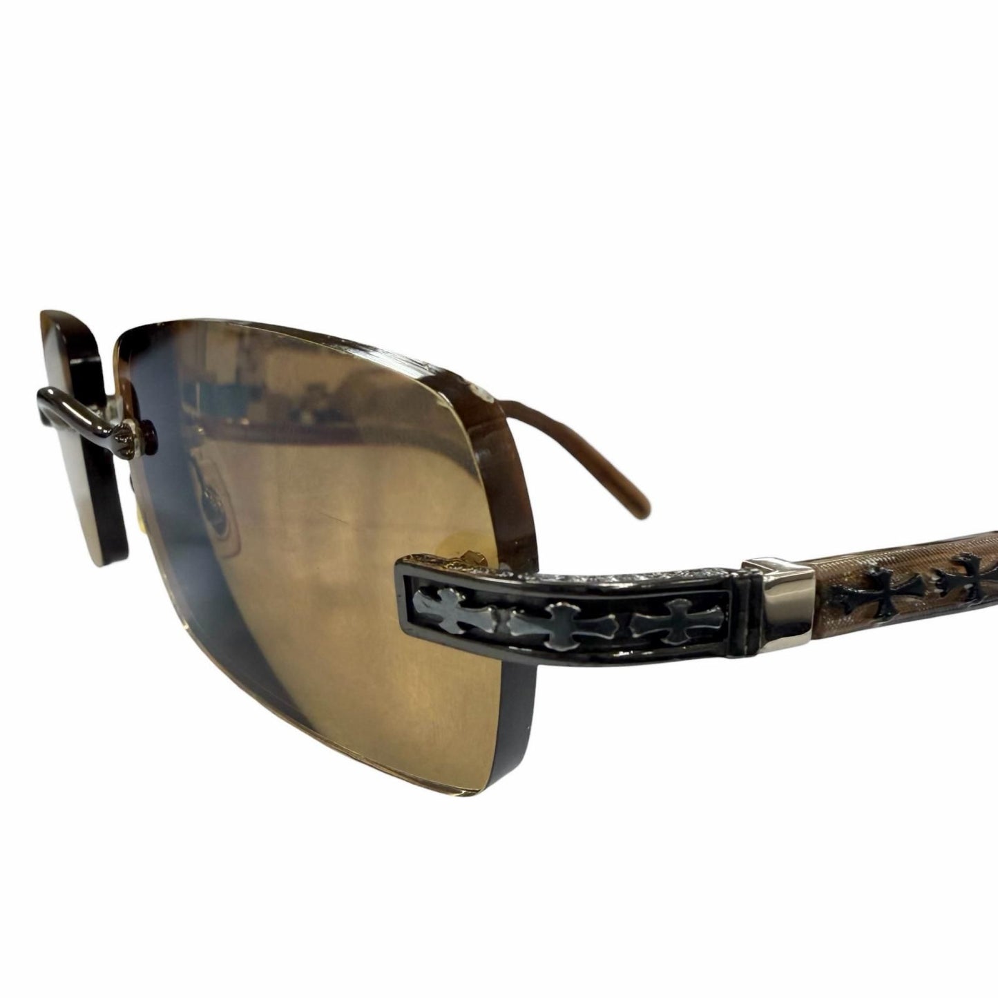 Chrome Hearts Three Bob 925 Rimless Two Point Cross Temple Eyewear Sunglasses